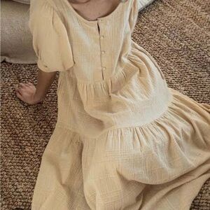 Daughters of India Beige Tiered Maxi Dress